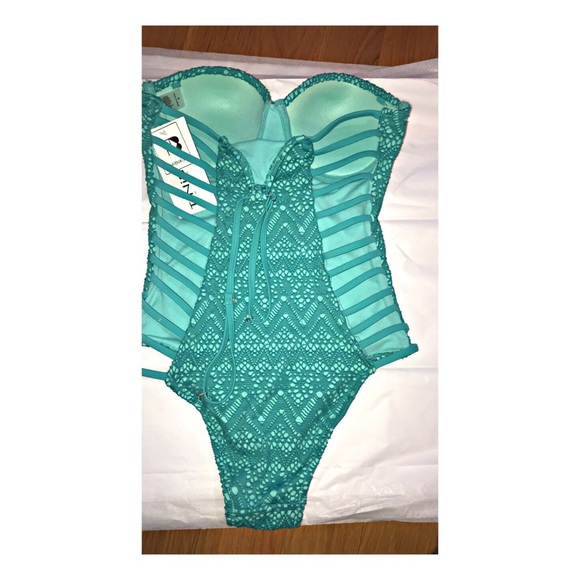 Turquoise One Piece Swimsuit - Picture 2 of 2